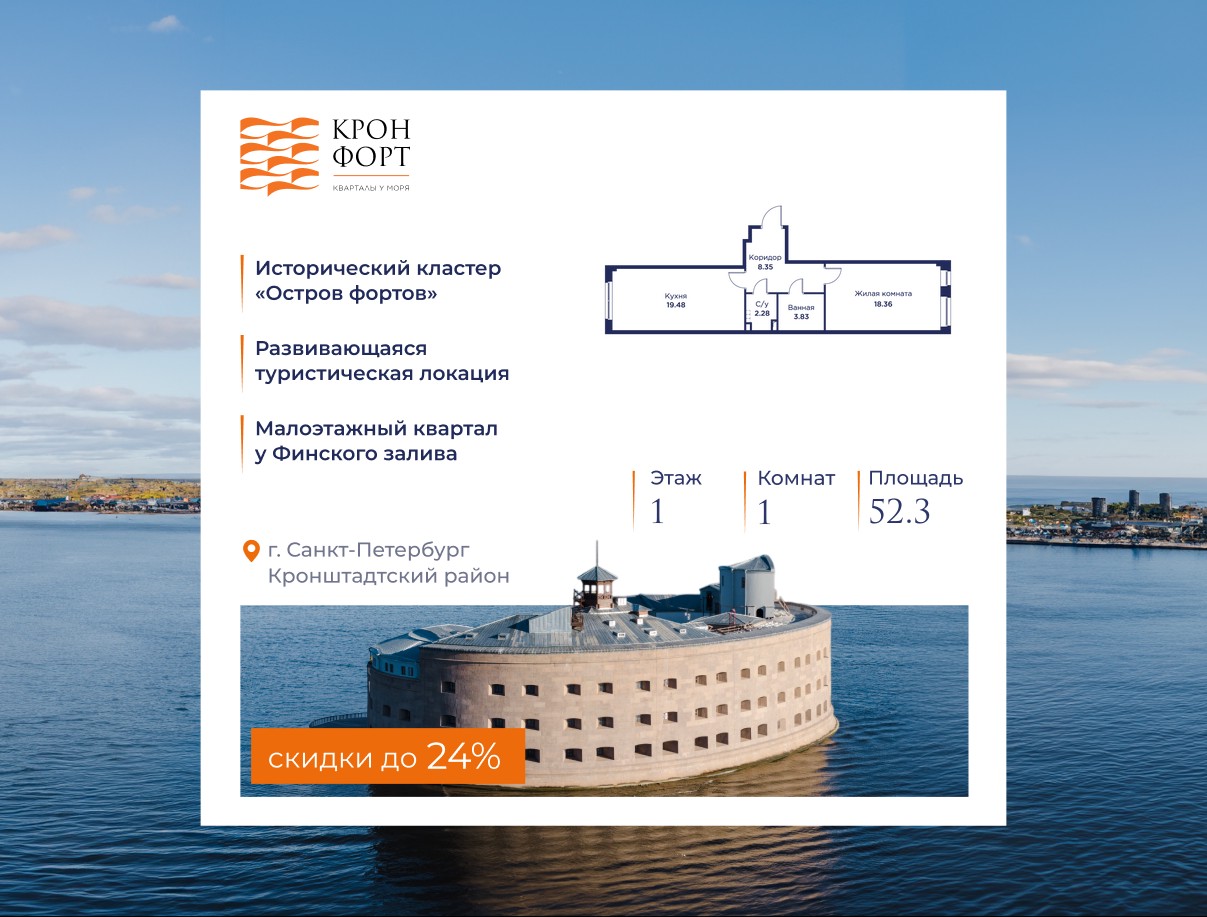 1-комнатная, 52.3 м2, квартал «Кронфорт.Центральный» 1-комнатная, 52.3 м2, квартал «Кронфорт.Центральный»